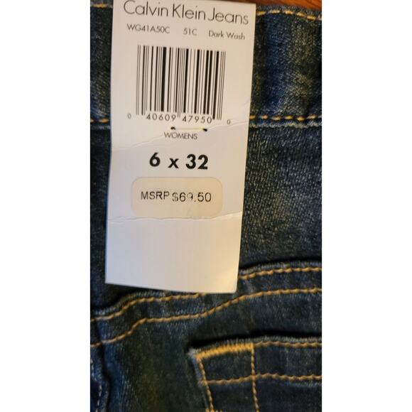 NWT Calvin Klein Jeans Women's Size 6 Blue Low Rise Flare Dark Wash - Picture 6 of 15
